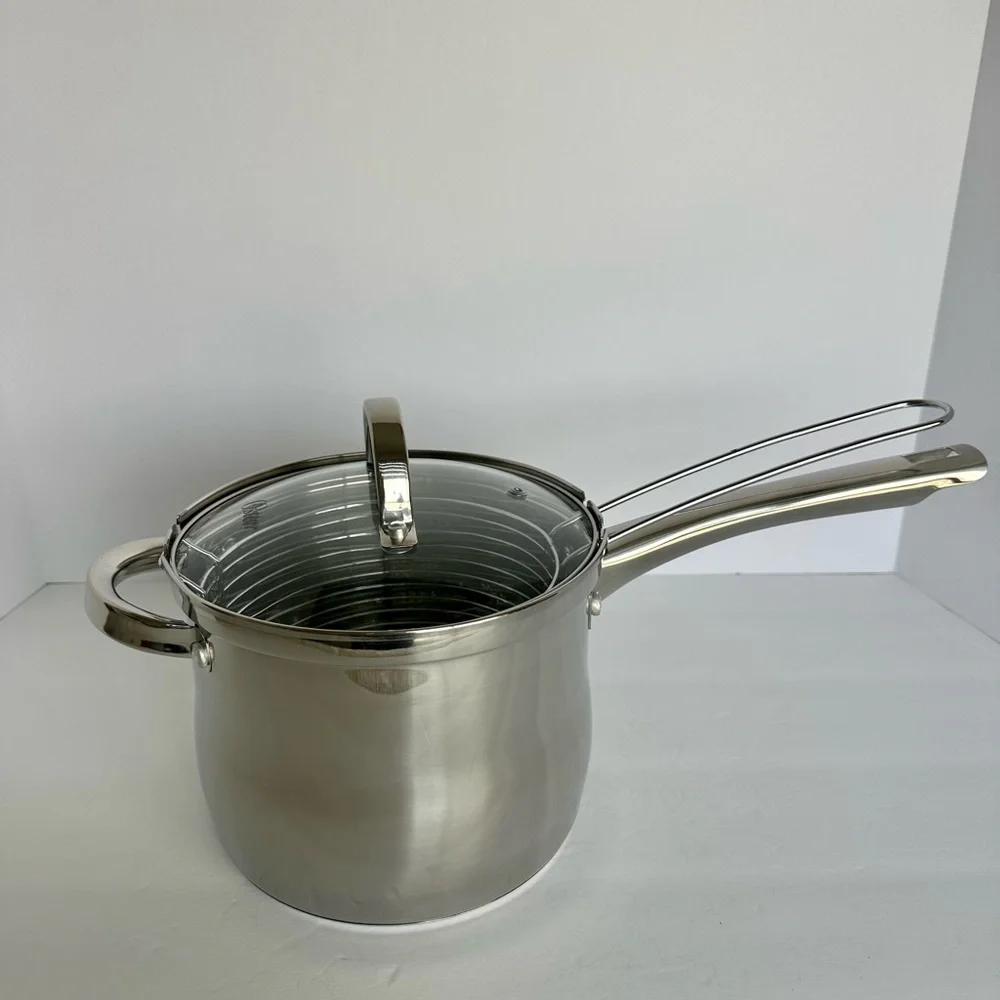 Oster Sangerfield deep stainless steel 3-piece deep cookware, wire basket, & lid
